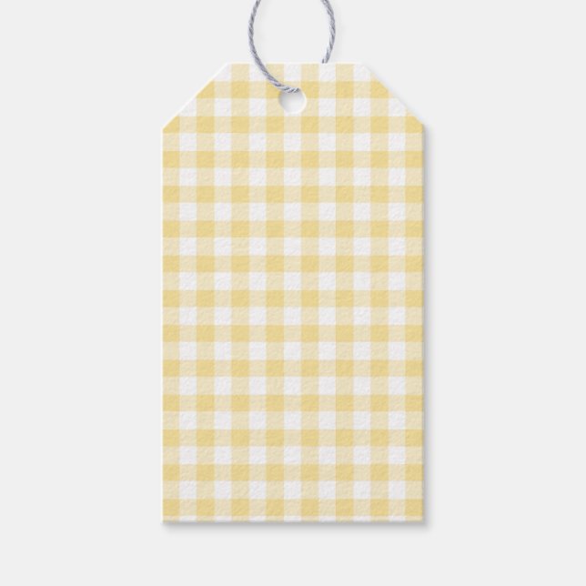 Classic Gingham Canary Yellow Geschenkanhänger (Vorderseite)