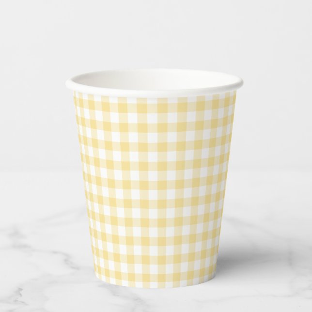 Classic Gingham Canary Yellow Pappbecher (Vorderseite)