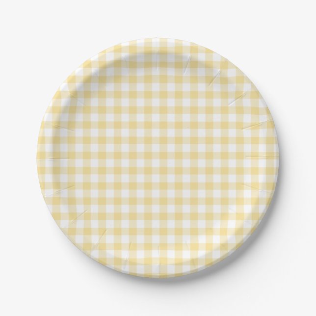 Classic Gingham Canary Yellow Pappteller (Vorderseite)