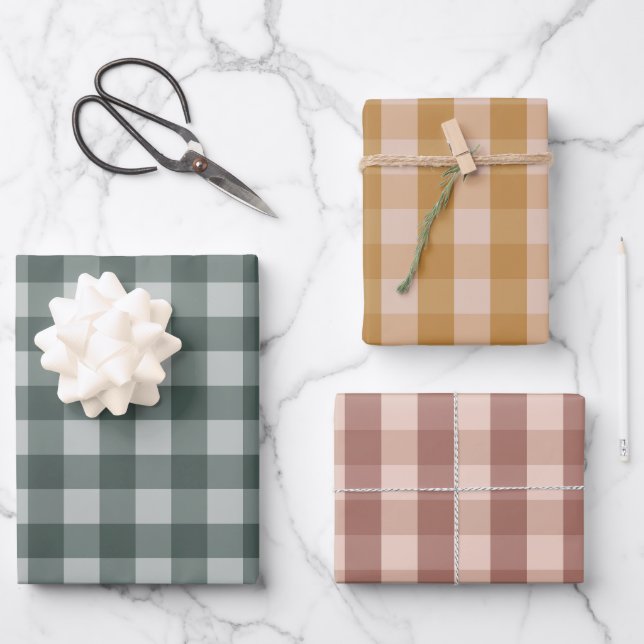 Classic Gingham Checkered Geschenkpapier Set (Vorderseite)