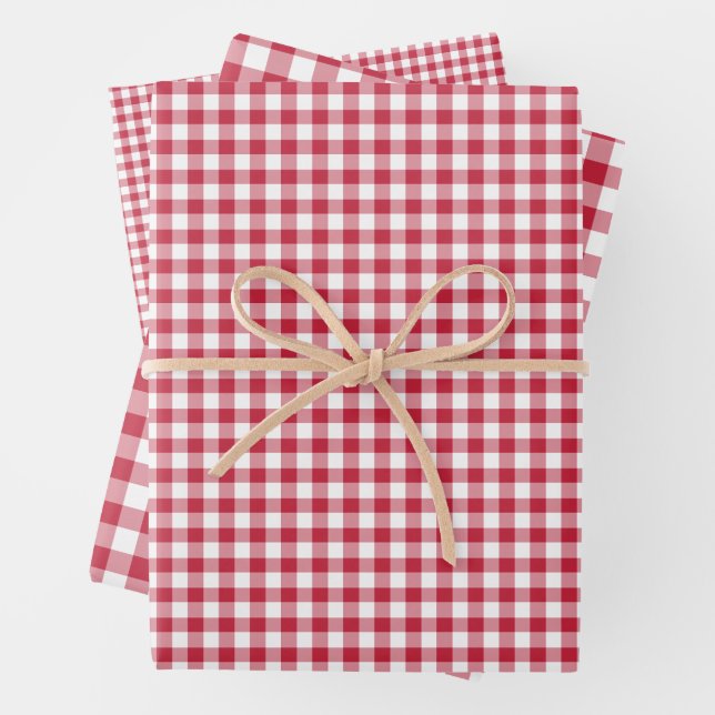 Classic Gingham Cherry Red Geschenkpapier Set (Beispiel)