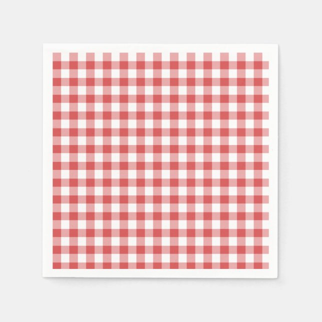 Classic Gingham Coral Red Serviette (Vorderseite)