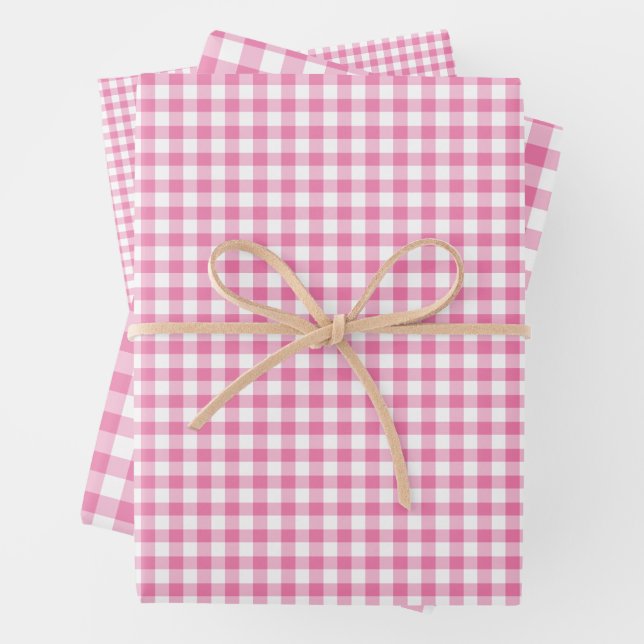 Classic Gingham Fuchsia Geschenkpapier Set (Beispiel)