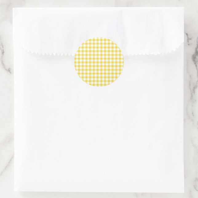Classic Gingham Golden Yellow Runder Aufkleber (Tasche)
