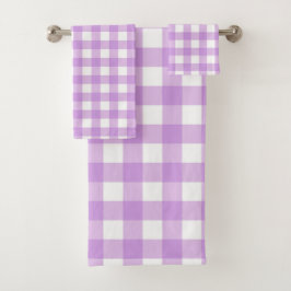 Classic Gingham Karo Kariert Pattern Lilac Badhandtuch Set