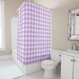 Classic Gingham Karo Kariert Pattern Lilac Duschvorhang