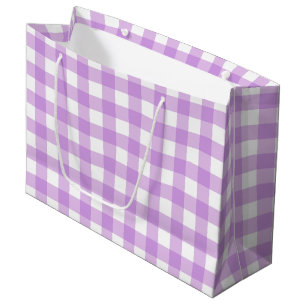 Classic Gingham Karo Kariert Pattern Lilac Große Geschenktüte
