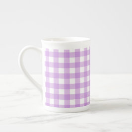 Classic Gingham Karo Kariert Pattern Lilac Prozellantasse