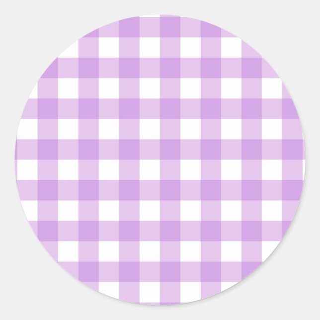 Classic Gingham Karo Kariert Pattern Lilac Runder Aufkleber (Vorderseite)