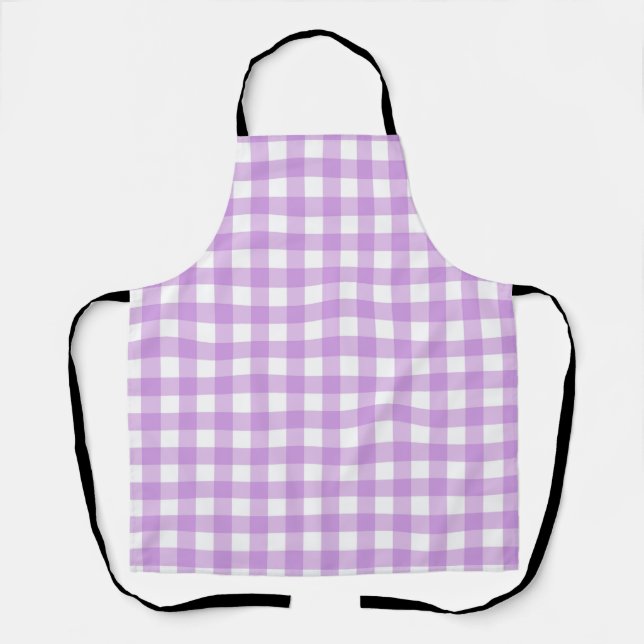 Classic Gingham Karo Kariert Pattern Lilac Schürze (Vorderseite)