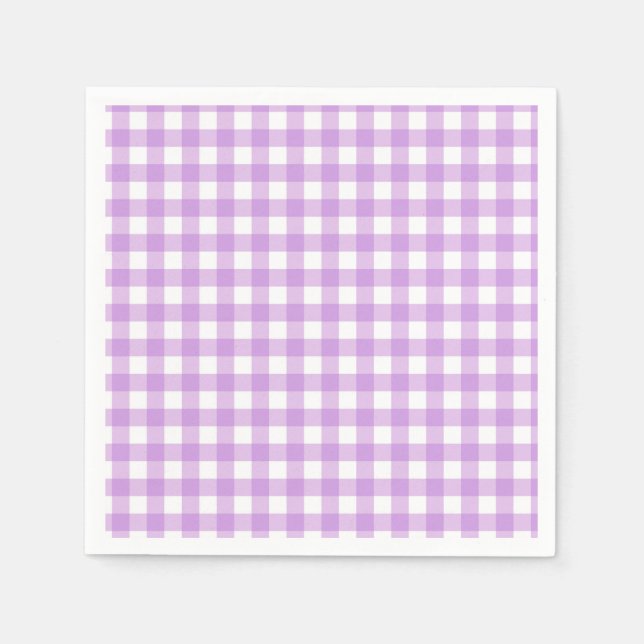Classic Gingham Karo Kariert Pattern Lilac Serviette (Vorderseite)