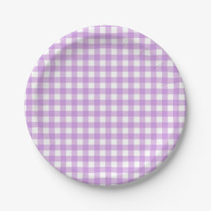 Classic Gingham Karo Kariert Pattern Pastel Lila Pappteller