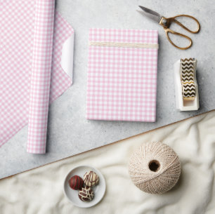 Classic Gingham Light Pink Geschenkpapier