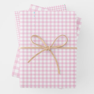 Classic Gingham Light Pink Geschenkpapier Set