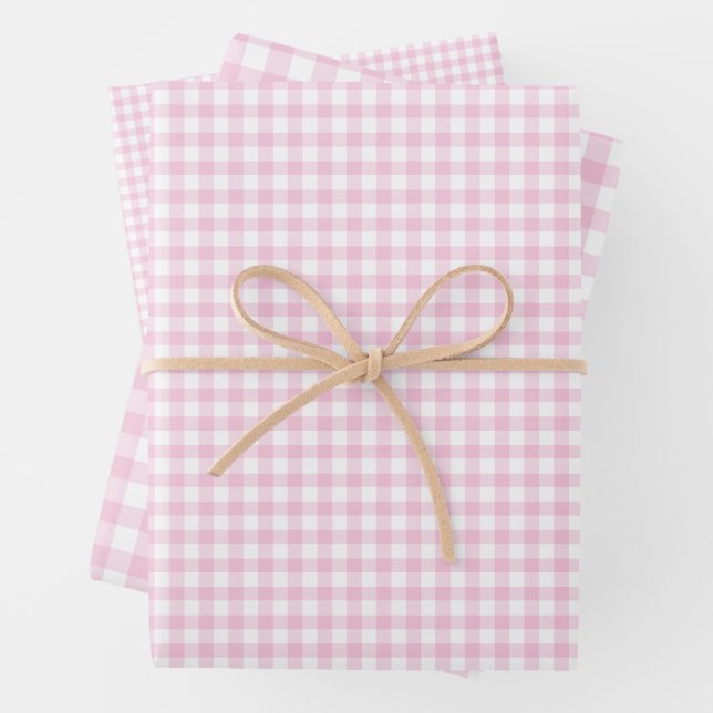 Classic Gingham Light Pink Geschenkpapier Set (Beispiel)