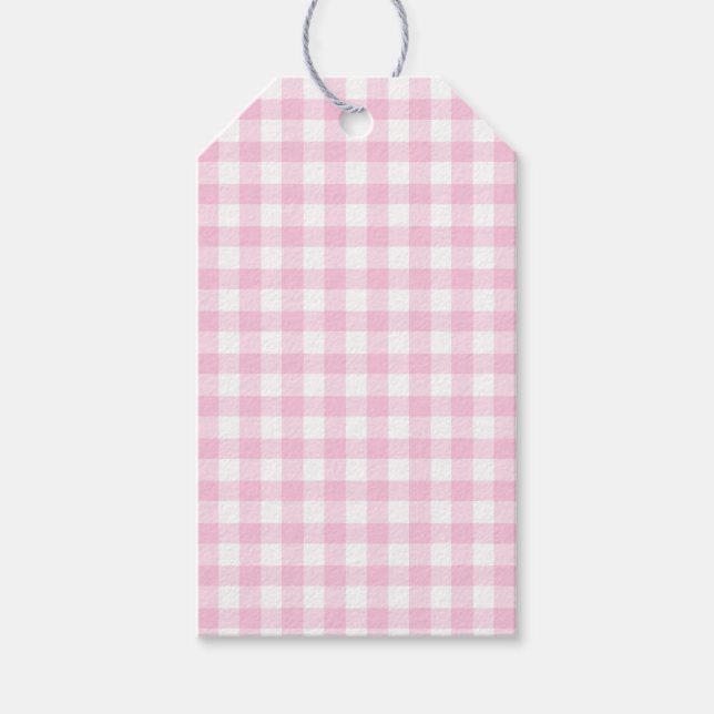 Classic Gingham Light Pink Gift Tag Geschenkanhänger (Vorderseite)