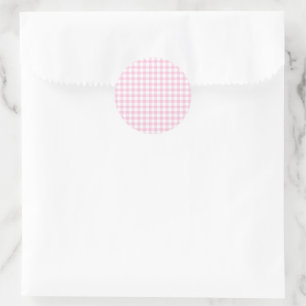 Classic Gingham Light Pink Runder Aufkleber