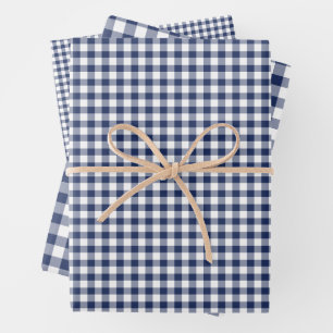 Classic Gingham Navy Blue Geschenkpapier Set