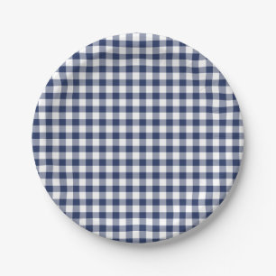 Classic Gingham Navy Blue Pappteller