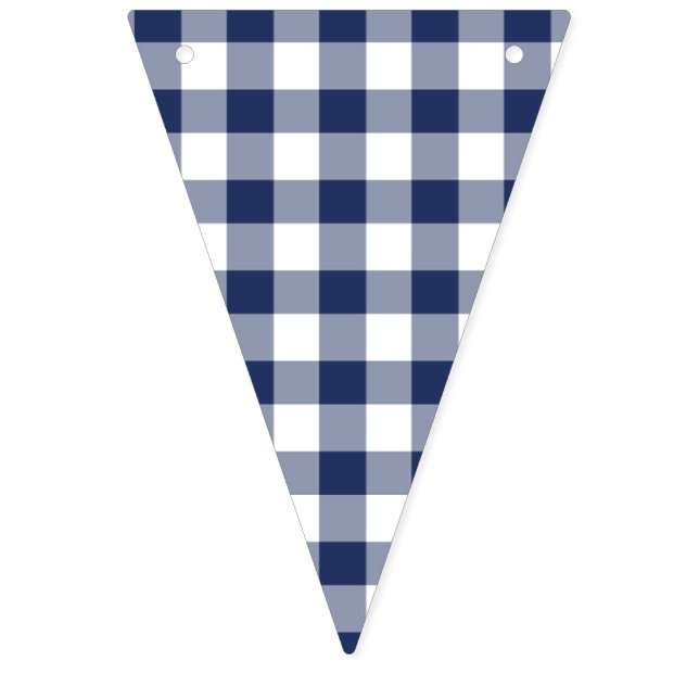 Classic Gingham Navy Blue Wimpelkette (Erste Fahne)