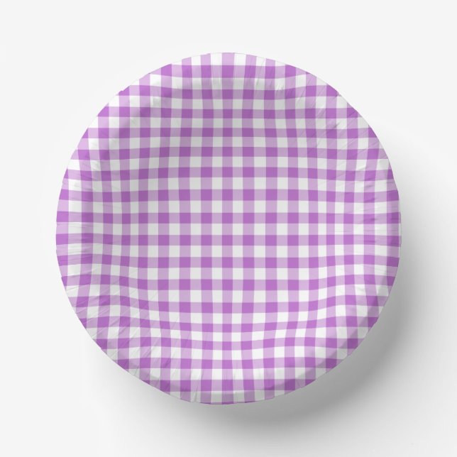 Classic Gingham Orchid Purple Pappteller (Vorderseite)