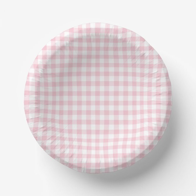 Classic Gingham Pink Pappteller (Vorderseite)
