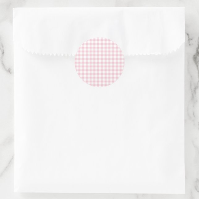 Classic Gingham Pink Runder Aufkleber (Tasche)