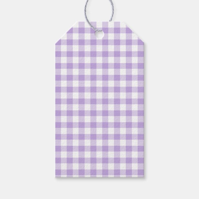 Classic Gingham Soft Lavender Geschenkanhänger (Vorderseite)