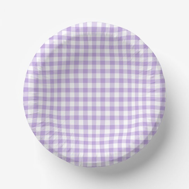 Classic Gingham Soft Lavender Pappteller (Vorderseite)