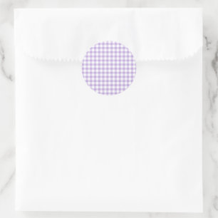 Classic Gingham Soft Lavender Runder Aufkleber