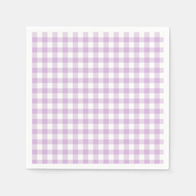 Classic Gingham Soft Lilac Serviette (Vorderseite)