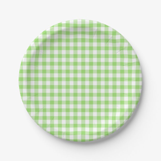 Classic Gingham Spring Green Pappteller (Vorderseite)