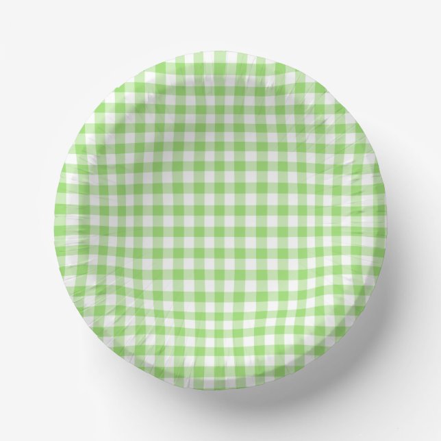 Classic Gingham Spring Green Pappteller (Vorderseite)