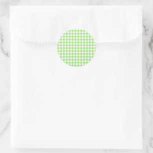 Classic Gingham Spring Green Runder Aufkleber