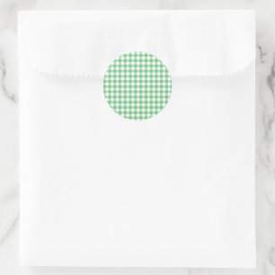 Classic Gingham Summer Green Runder Aufkleber