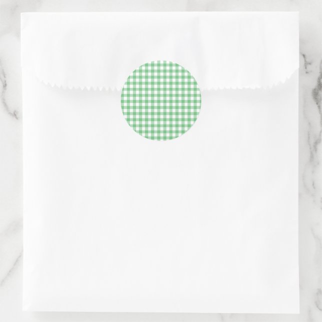 Classic Gingham Summer Green Runder Aufkleber (Tasche)