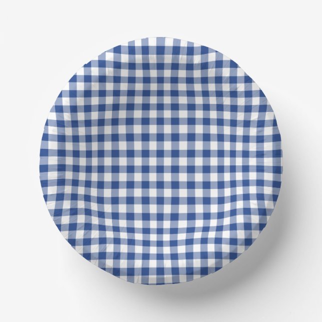 Classic Gingham True Blue Pappteller (Vorderseite)