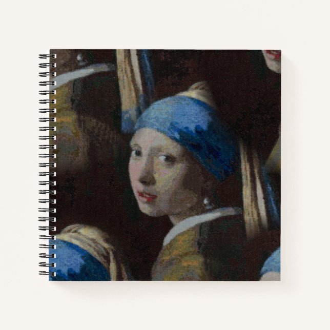 Classic Girl mit Perlenohrring, Crochet Replik Notizbuch (Vorderseite)