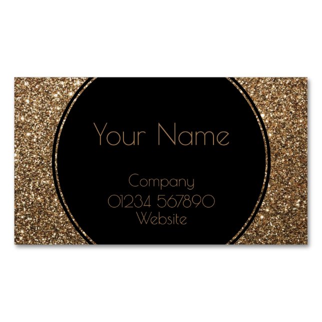 Classic Glamour Gatsby Black and Gold Glitzer Magnetische Visitenkarte (Vorderseite)