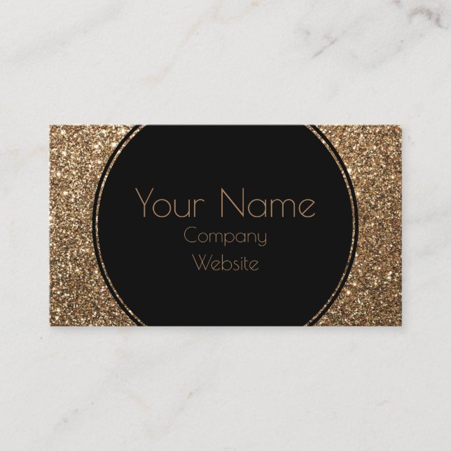 Classic Glamour Gatsby Black and Gold Glitzer Visitenkarte (Vorderseite)