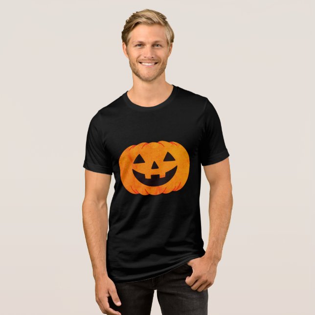 Classic Glowing Jack-O'-Lantern Pumpkin Halloween  Tri-Blend Shirt (Vorderseite voll)