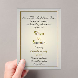 Classic Gold Akryllische Hochzeitseinladung Acryleinladungen