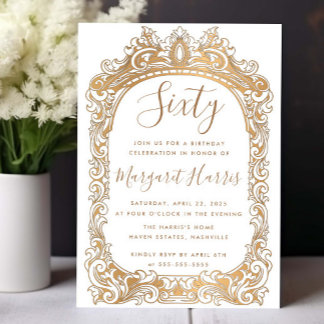 Classic Gold Border 60. Geburtstag Einladung
