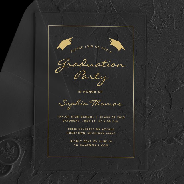 Classic Gold Border Graduation Party 2025 Acryleinladungen (Von Creator hochgeladen)
