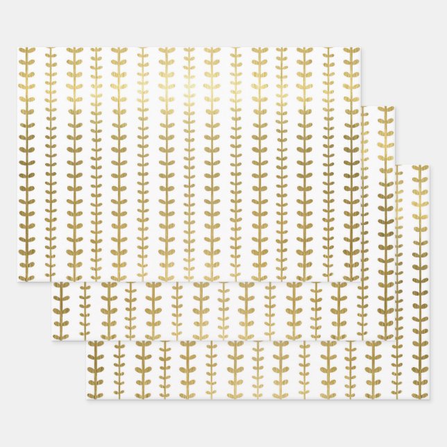 Classic Gold Botanical Leaf Muster Wedding Wrappi Geschenkpapier Set (Set)