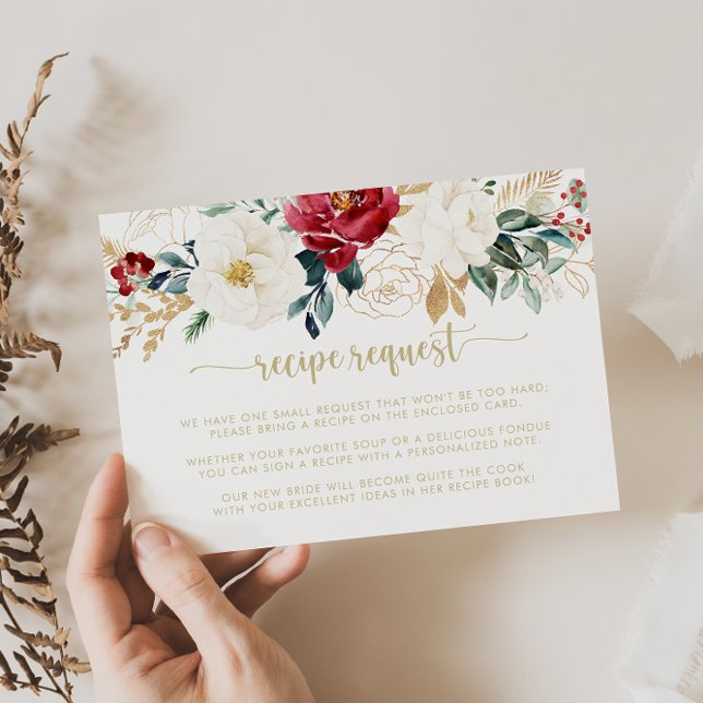 Classic Gold Burgundy Wedding Recipe Anfrage Begleitkarte (Von Creator hochgeladen)