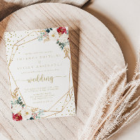 Classic Gold Burgundy White Floral Wedding
