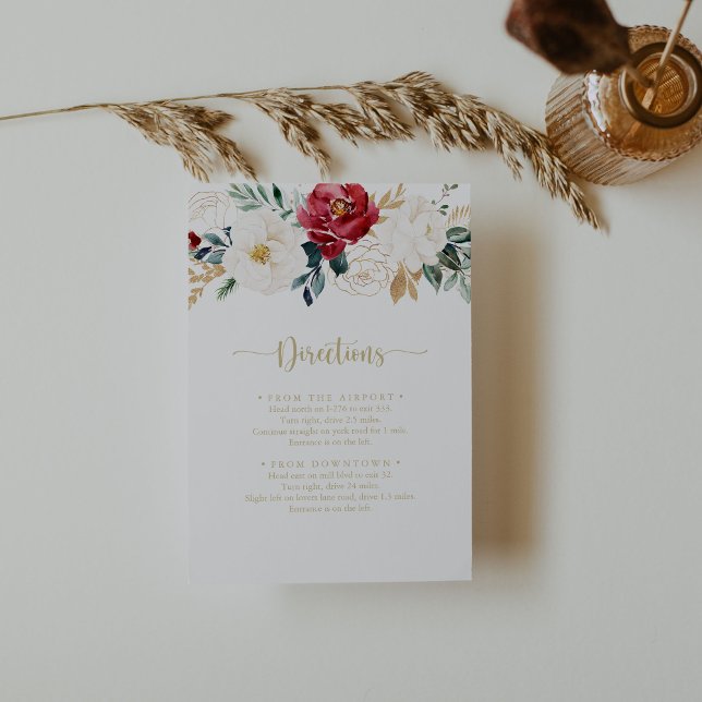 Classic Gold Burgundy White Wedding Directors Begleitkarte (Von Creator hochgeladen)