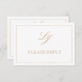 Classic Gold Calligraphy Monogram No Meals RSVP Karte