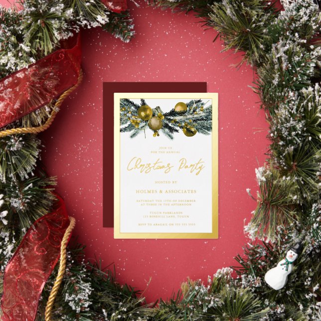 Classic Gold Corporate Christmas Party Folieneinladung (Insitu)
